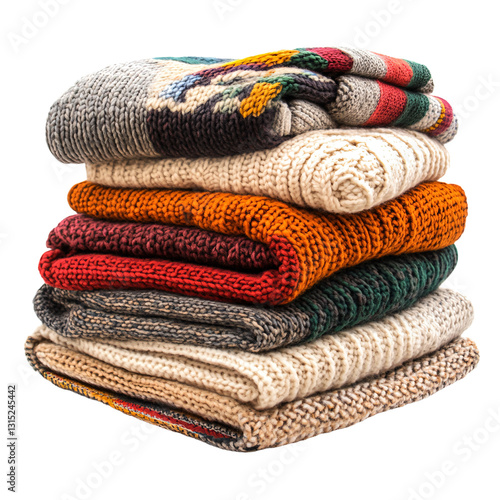 a stack of blankets on a table