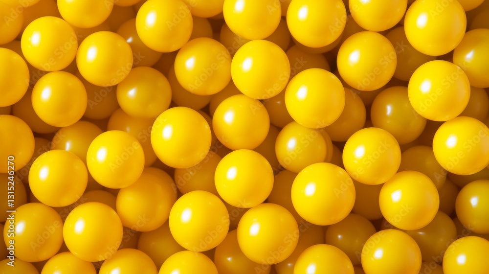 A lively array of yellow balls packed tightly, producing a striking texture and color contrast A lively array of yellow balls packed tightly, producing a striking texture and color contrast