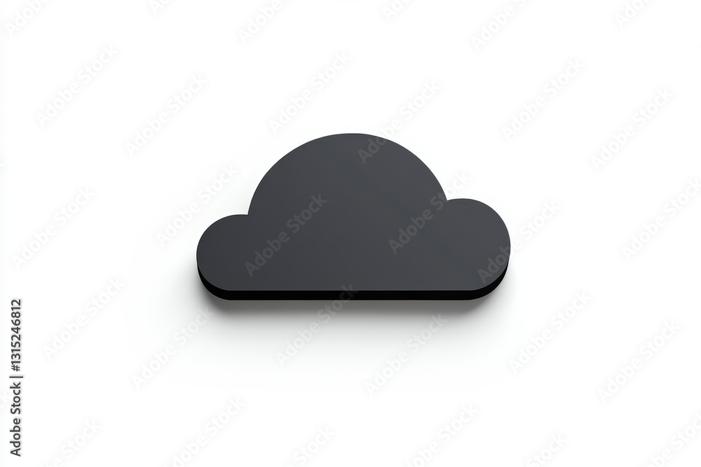 A striking minimalistic design featuring a black cloud shape on a clean white background. Perfect for creative projects and modern digital applications.