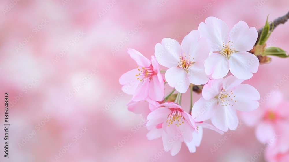 A Japanese-style spring greeting card with delicate sakura blossoms, soft pink and white hues A Japanese-style spring greeting card with delicate sakura blossoms, soft pink and white hues