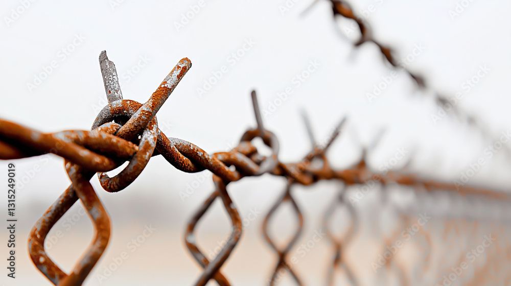 Durable chain-link fence with rust and weathering details