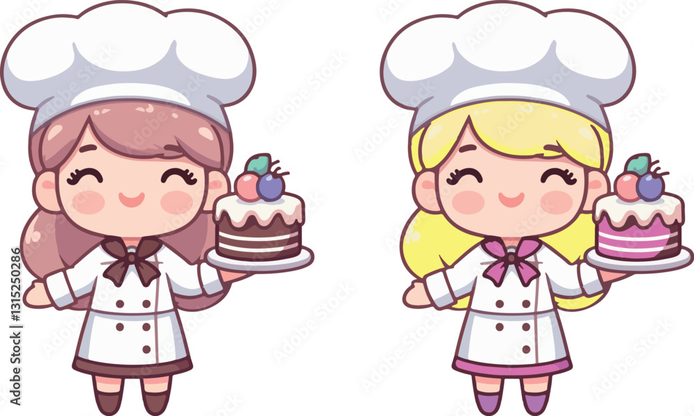 cute kawaii style pastry chef illustration cute kawaii style pastry chef illustration