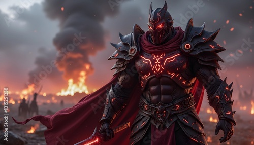 Wallpaper Mural A powerful warrior clad in a crimson armor Torontodigital.ca