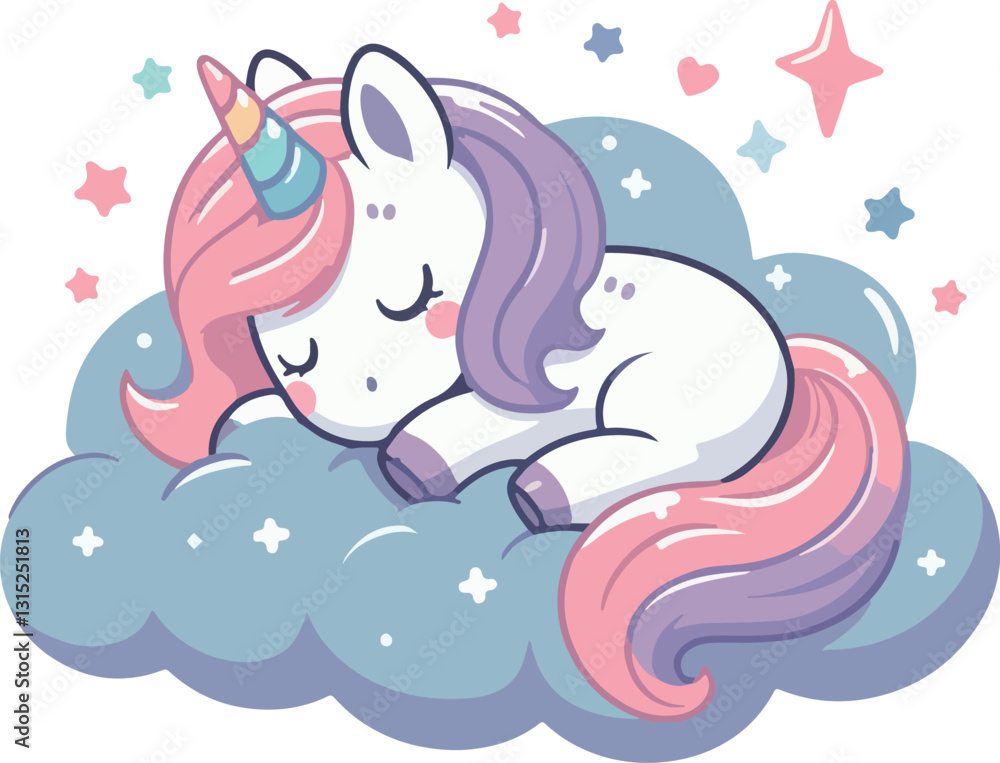 cute unicorn illustration on cloud kawaii style cute unicorn illustration on cloud kawaii style