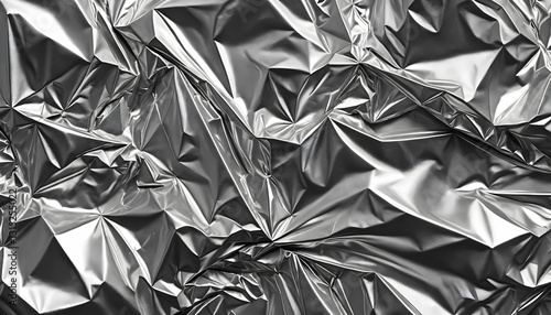 Wrinkled Silver Mylar Sheet Reflective Texture