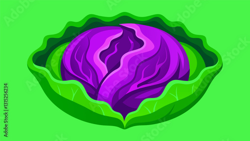 Vibrant green and purple cabbage strands peek out from the folds of the pupusa indicating the generous helping of curtido inside.. Vector illustration