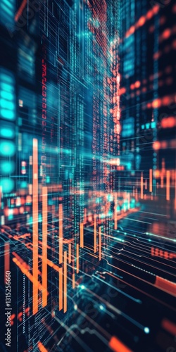 Wallpaper Mural Futuristic Data Streams Flowing Through a Digital Network in Abstract Technology Space Torontodigital.ca