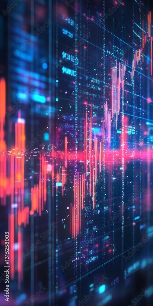 Abstract Digital Data Visualization with Colorful Graphs and Bright Neon Patterns Abstract Digital Data Visualization with Colorful Graphs and Bright Neon Patterns
