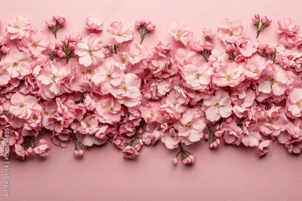 A colorful array of gentle pink petals, producing a sumptuous, romantic atmosphere ideal for spring visuals A colorful array of gentle pink petals, producing a sumptuous, romantic atmosphere ideal for spring visuals