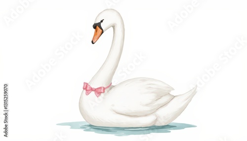 White swan on the water