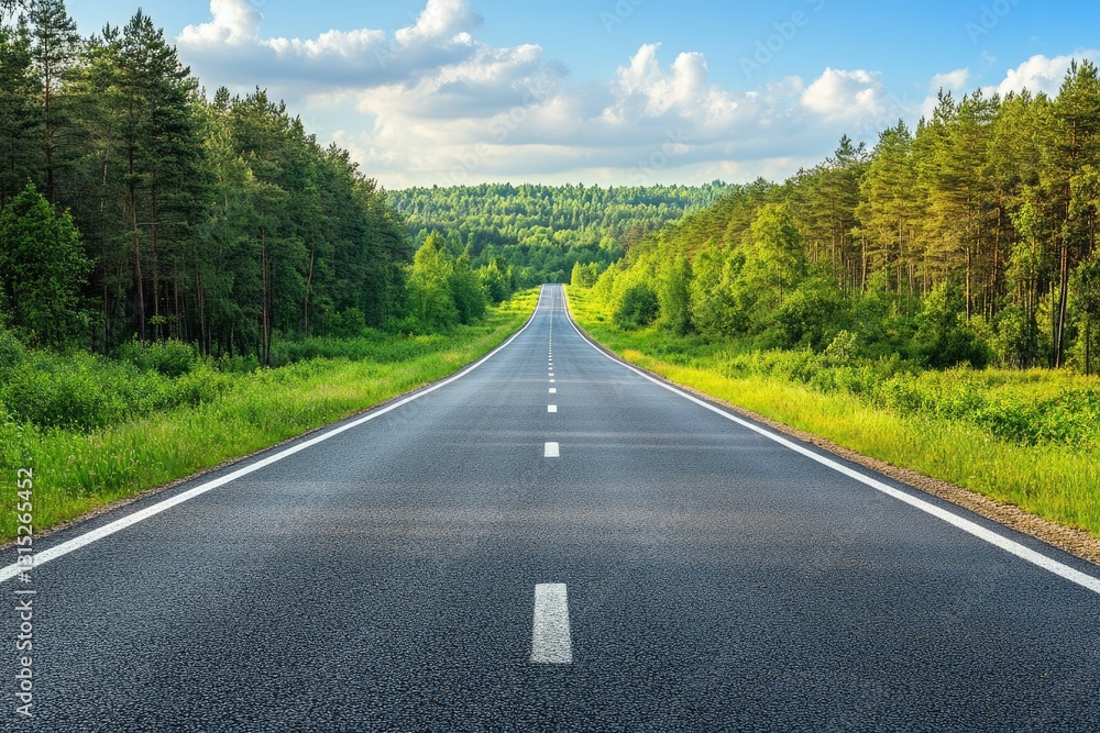 Aerial View of a Scenic Drive: A Car Journeying Through a Serene Forested Road Aerial View of a Scenic Drive: A Car Journeying Through a Serene Forested Road