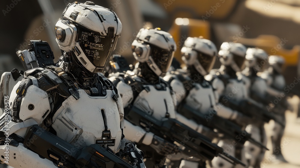 Fototapeta premium Futuristic Robots in Formation