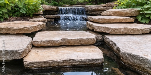 Stone Steps Waterfall Garden Pathway
