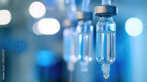 Intravenous Therapy Essentials: Closeup of IV Drip, Saline Bottles, and Infusion Pumps in Medical Care Setting