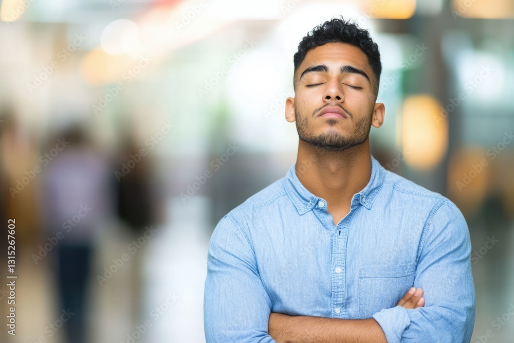 Fototapeta premium Sleepy Young Male with Doleful Expression Rolling His Eyes in Exasperation