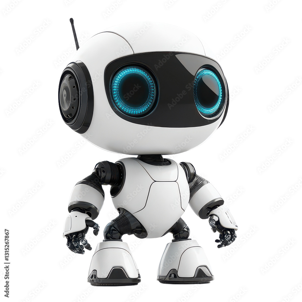 Cute Robot Isolated on Transparent Background, PNG Cute Robot Isolated on Transparent Background, PNG