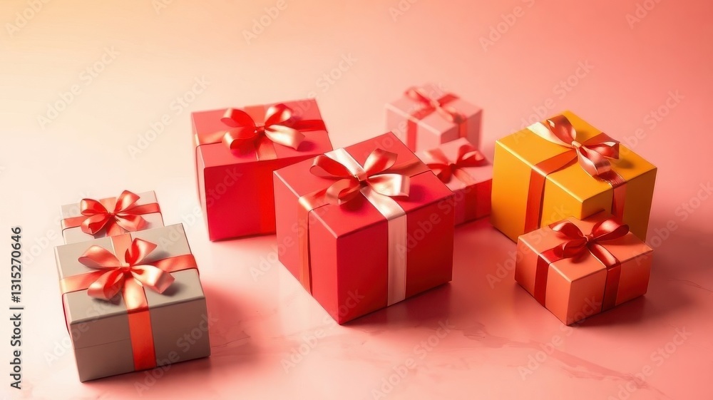 Obraz premium Gift boxes of different colors.