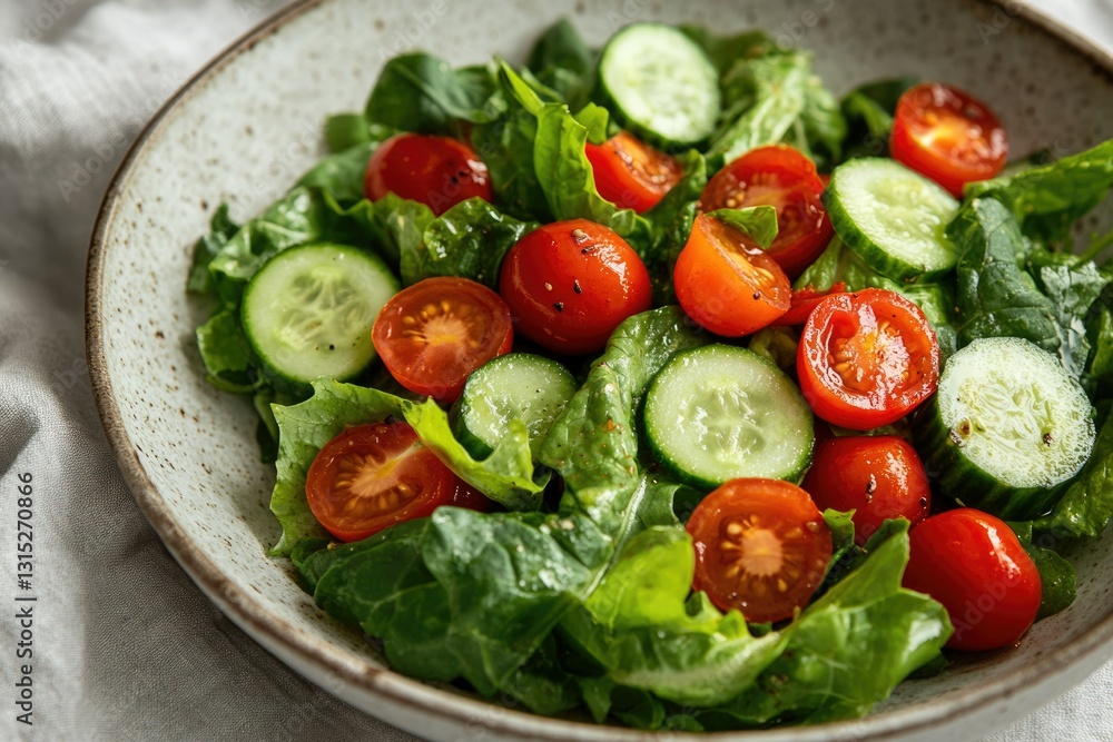 Fresh green salad with juicy cherry tomatoes and cucumber slices. Fresh green salad with juicy cherry tomatoes and cucumber slices.