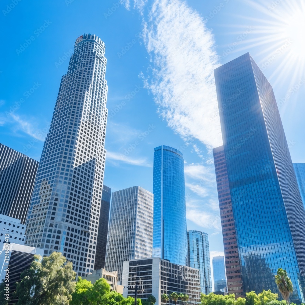 Professional Photo of Downtown Los Angeles Skyscrapers Skyline at Sunset Professional Photo of Downtown Los Angeles Skyscrapers Skyline at Sunset