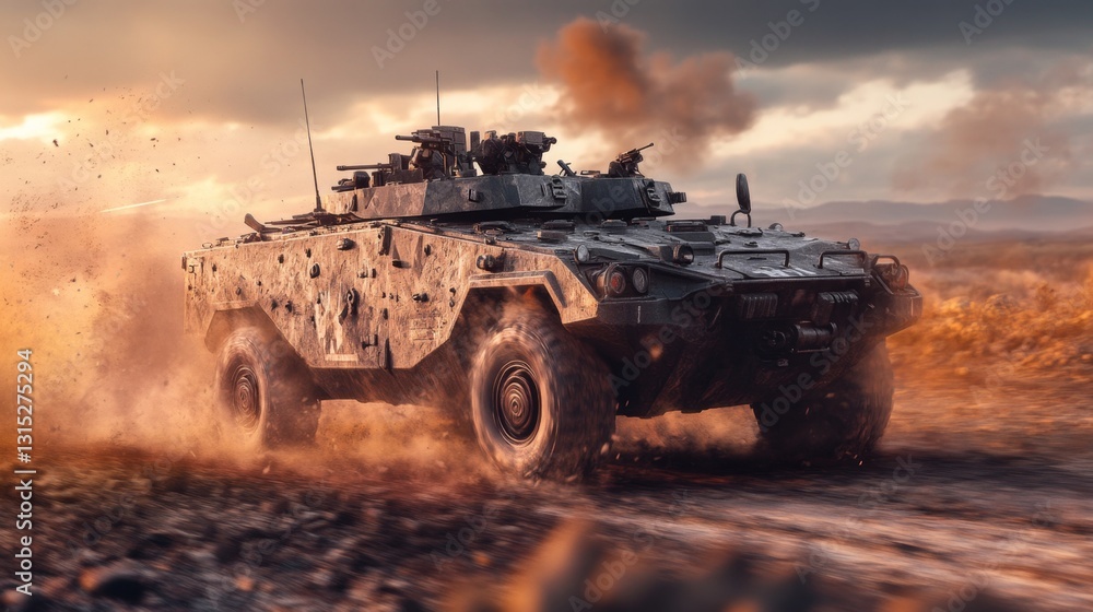 Fototapeta premium Military Vehicle in Action