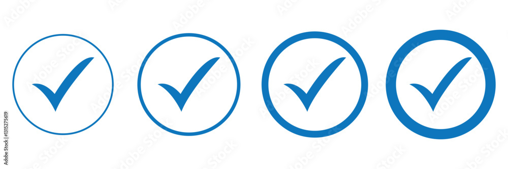 Blue check mark tick verification icon symbol vector. Blue check mark tick verification icon symbol vector.