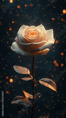 White Rose on Black Background, Abstract Image, Texture, Pattern Background, Wallpaper, Cover and Screen for Smartphone, PC, Laptop, 9:16 and 16:9 Format