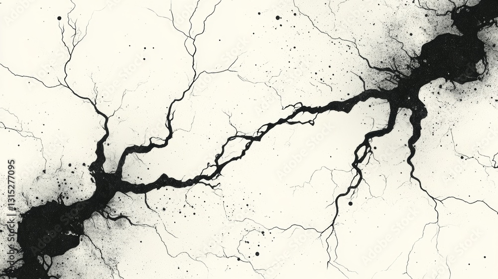 Obraz premium Dynamic black lightning silhouettes pattern digital art urban environment aerial view high fidelity design