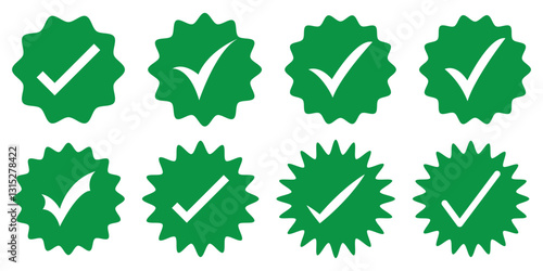 Whatsapp verified profile badge. Green verified whatsapp account icon. Social media account verification icon. Green check mark sign. Guaranteed safety person sign. Approved tick profile - vector