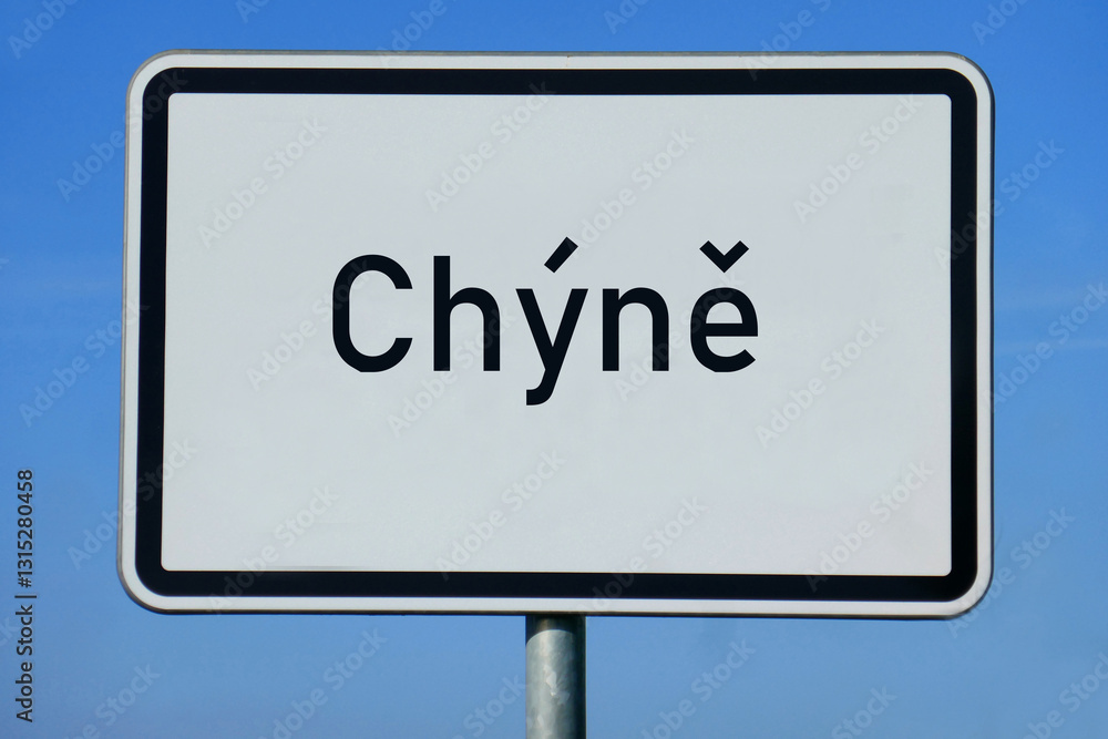 Ortsschild Chýně Ortsschild Chýně