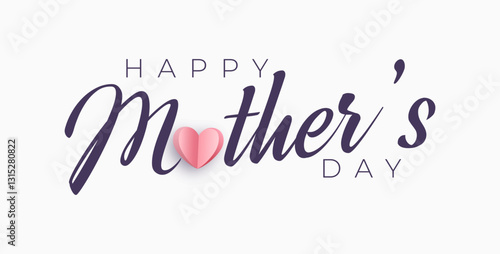 Happy Mothers Day, pink flower calligraphy poster. Vector chamomile blossom decoration for Mother's day or sale shopping special offer banner. Best Mom ever greeting card, vector 10 eps.