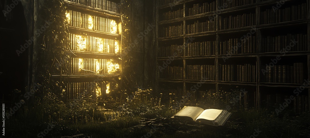 Enchanted Beige Neon Runes Forming a Magical Background in a Dark and Mysterious Library Backdrop Enchanted Beige Neon Runes Forming a Magical Background in a Dark and Mysterious Library Backdrop