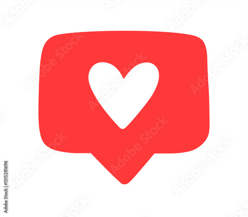 Red message bubble with heart. Happy Valentine's day, romance simple love symbol, icon. Greeting card design for web, email, social media, mobile app, banner. Vector illustration10 EPS.
