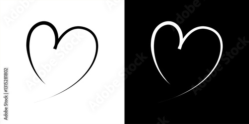 Hand drawn heart vector icon . valentine`s day . love romance sign . isolated transparent . black outline and filled version, vector.
