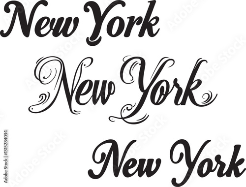set of hand-drawn doodle word New York