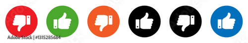 Like and dislike, thumbs up and thumbs down icons collection. Like and dislike icons buttons. Flat design. Vector illustration.