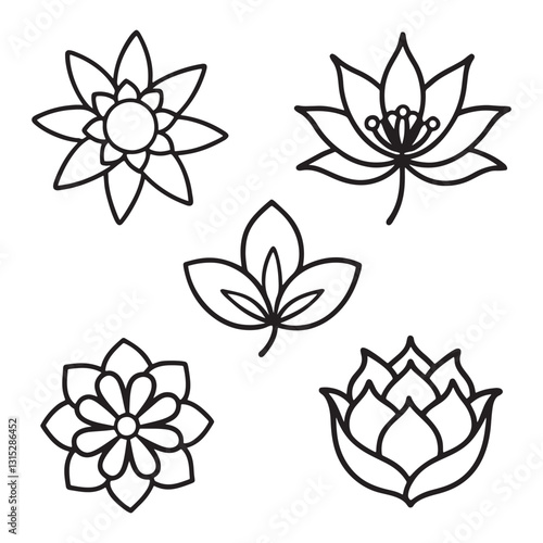 Obraz na płótnie Flower icon set, silhouette vector illustration w salonie