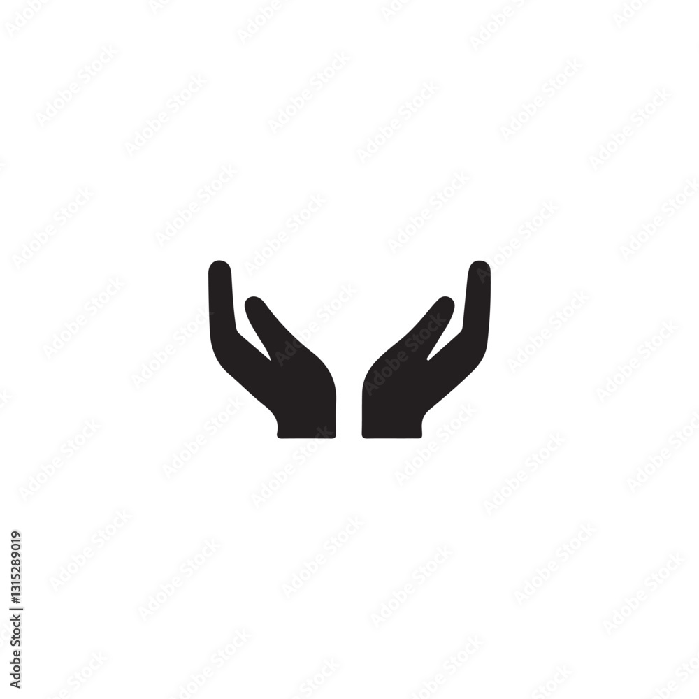 hand silhouette vector.Hands open in supplication, a symbol of prayer and hope. hand silhouette vector.Hands open in supplication, a symbol of prayer and hope.