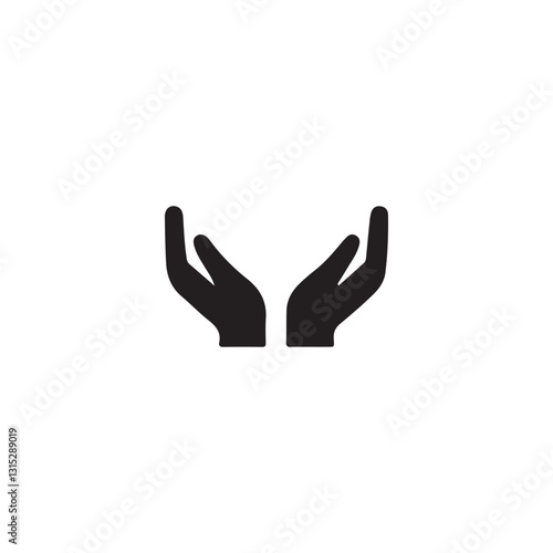 hand silhouette vector.Hands open in supplication, a symbol of prayer and hope.