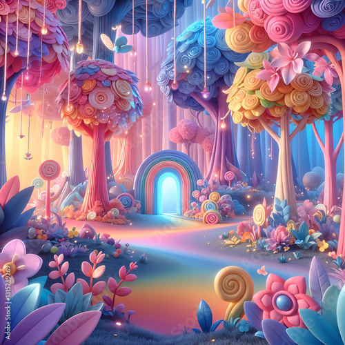 fantasy landscape with rainbow
