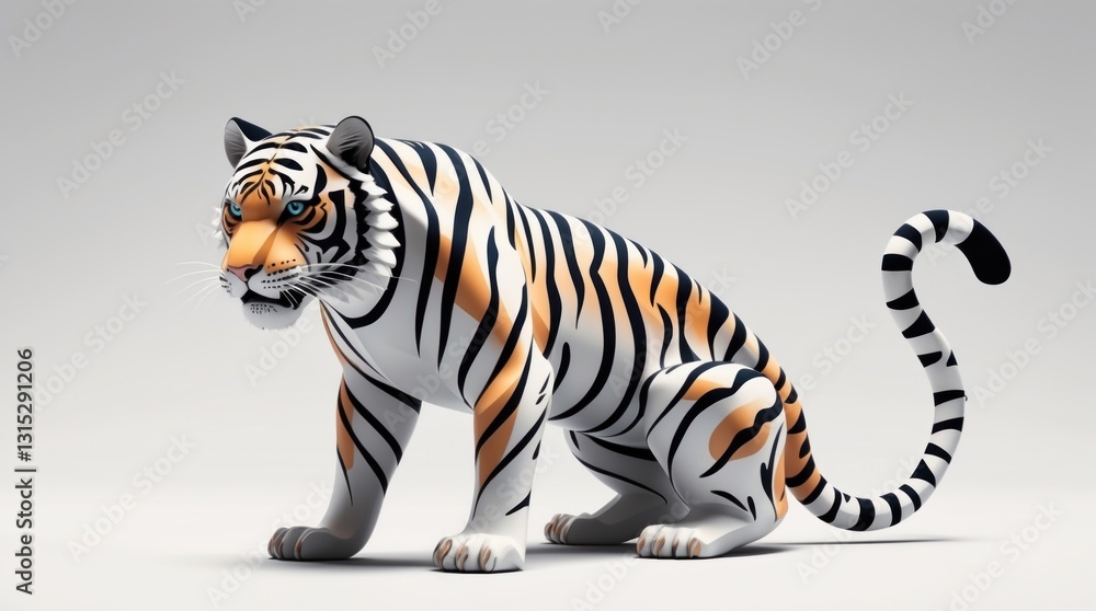 Fototapeta premium A majestic tiger in a poised stance, showcasing its striking stripes and piercing gaze, perfect
