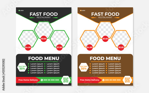 Modern business flyer design restaurant food menu vector template