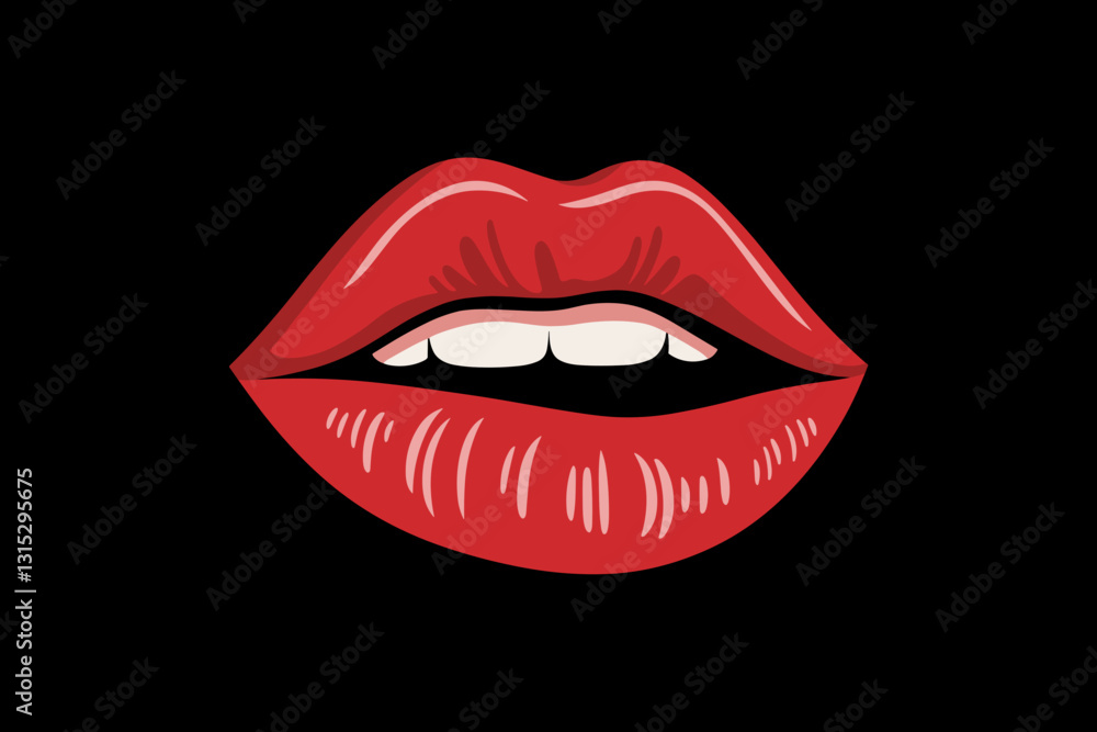 Stylish illustration of red lips on a black background showcasing bold beauty and confidence Stylish illustration of red lips on a black background showcasing bold beauty and confidence