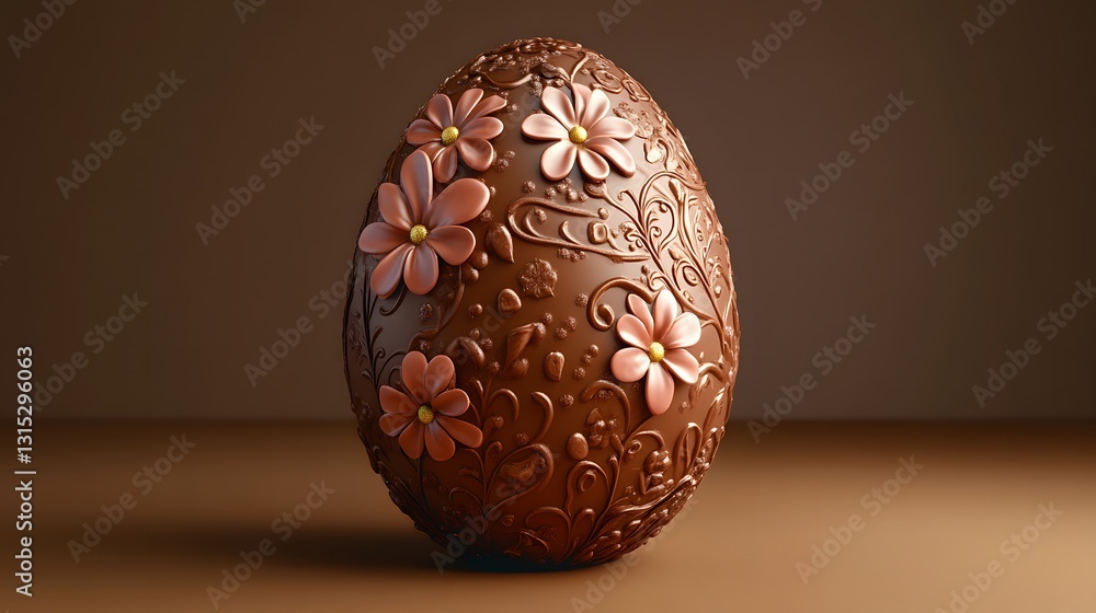 A Thoughtfully Designed 3D Chocolate Easter Egg Illustrating the Spirit of Spring and Celebration A Thoughtfully Designed 3D Chocolate Easter Egg Illustrating the Spirit of Spring and Celebration