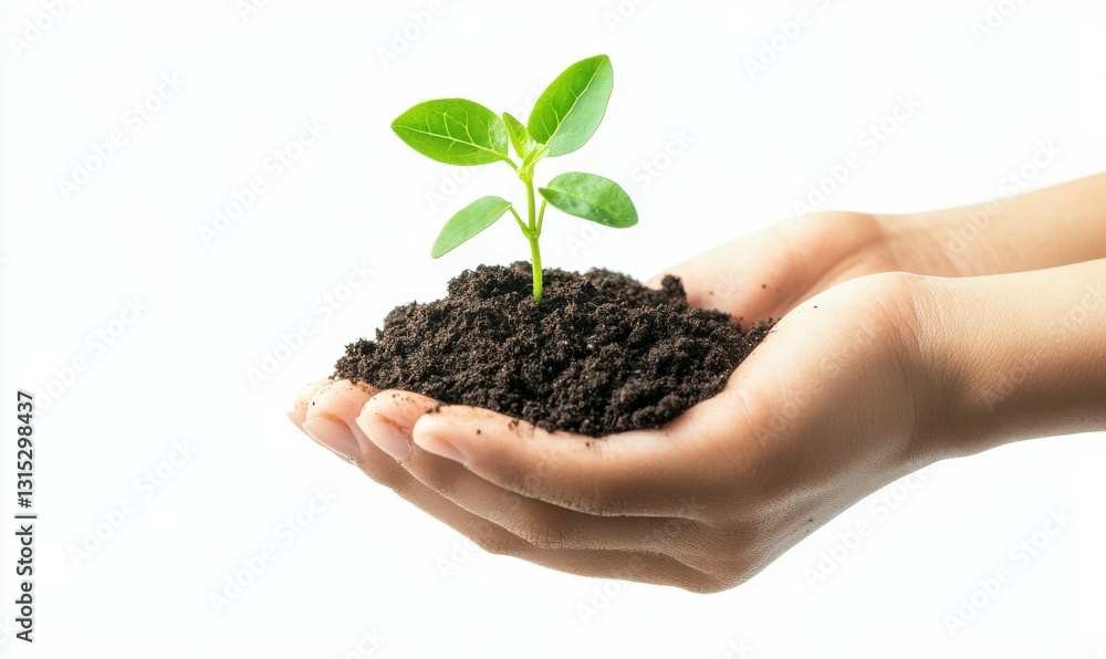 A handful of fresh potting soil, isolated on white background A handful of fresh potting soil, isolated on white background