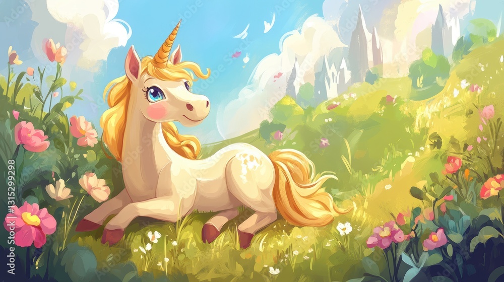 Obraz premium Beautiful unicorn character in Spring