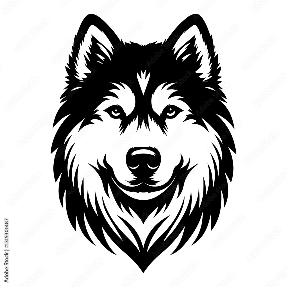 Husky's head is a black and white logo. EPS vector graphics. Husky's head is a black and white logo. EPS vector graphics.
