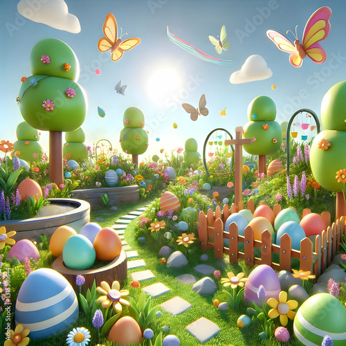 easter card with eggs and flowers