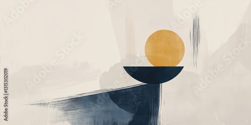 Contemporary abstract composition with contrasting color shapes