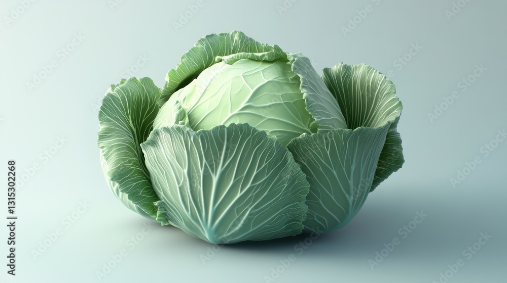 Obraz premium Fresh, vibrant head of cabbage