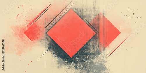 Geometric grunge background with intersecting coral shapes